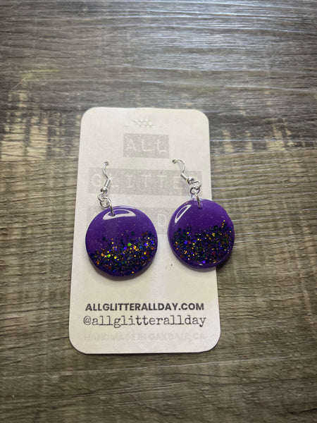 Purple glitter circle dangle