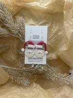 Santa hat and beard dangle white glitter