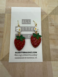 Strawberry daisy flower dangle earring