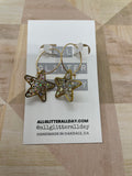 Glitter resin star hoop dangle- Gold or Silver