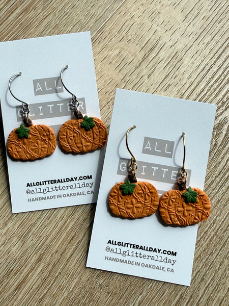 Floral texture pumpkin dangle