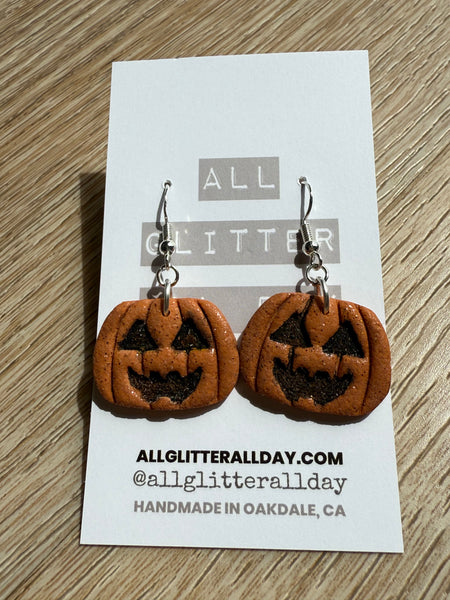 Chunky glitter jack o lantern dangle
