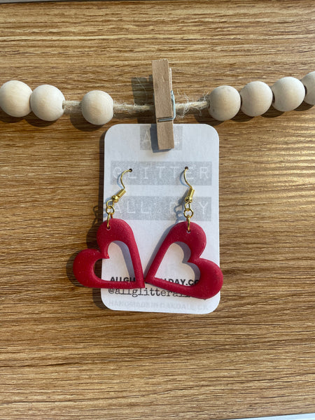 Red open heart dangle