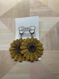 Large sparkly sunflower huggy hoop dangle