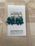 Glittery perfect bow huggy hoop dangle earring