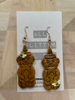 Honey bear sparkly dangle earring