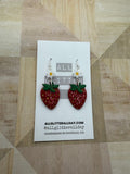 Strawberry daisy flower dangle earring