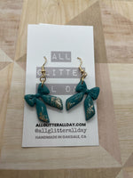 Adorable medium glitter bow dangle earring