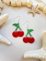 Red glitter Cherry dangles